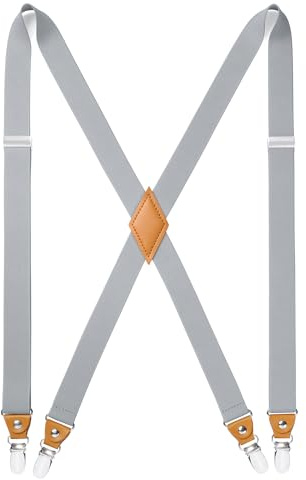 HISDERN Hosenträger für Herren Breit 2.5 cm mit sehr Starken 4 Metall Clip Elastisch and Verstellbar Männer Hosenträger X-Form