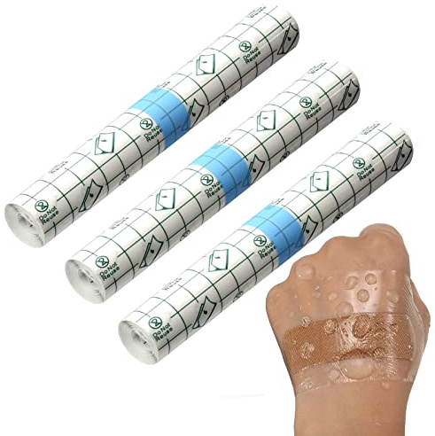 3 Rollos Venda Transparente Impermeable, Venda Protectora De Tatuajes, Cinta Adhesiva EláStica Para ProteccióN De Tatuajes, ApóSito De Yeso De FijacióN (1 M X 15 CM)