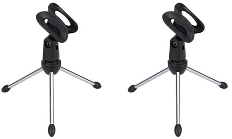 2 x Supporto di bilanciamento triangolare Detachable Pieghevole Portatile Regolabile per Mic Minifono da tavolo Scrivania/Treppiede Nero