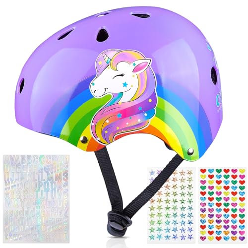 Unicorn Castle Kinder Fahrradhelm Einhorn Helm für Mädchen,Verstellbarer Kinderhelm für Fahrrad,Skateboard,Scooter,Skaten,3-8 Jahre