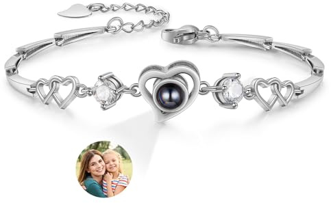 Glooraca Armbänder mit Bild innen personalisierte Foto Projektion Armband für Frauen Bild Armband personalisierte Foto Geschenke für Mama Freundin