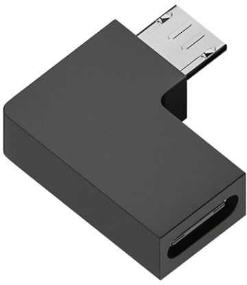 GMBYLBY Convertidor tipo C hembra a micro USB macho, 480 Mbps, tipo C a micro USB en ángulo de 90 grados, para conector de extensión USB C, micro USB macho a hembra