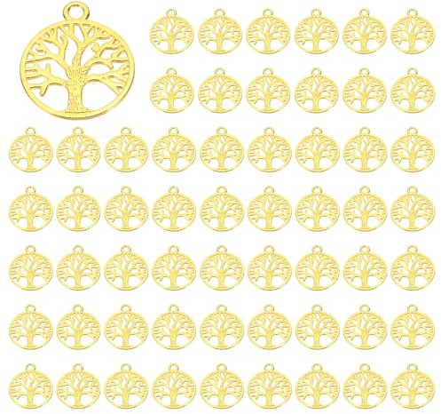 PATIKIL Ciondolo a forma di albero della vita, 80 pezzi, in lega, per fai da te, tonalità oro, 2,3 x 2,3 cm
