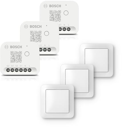 Bosch Smart Home Beleuchtung und Beschattung-Set inklusive Wandschalter, 3x Licht-/ Rollladensteuerung II, 3x Wandschalter