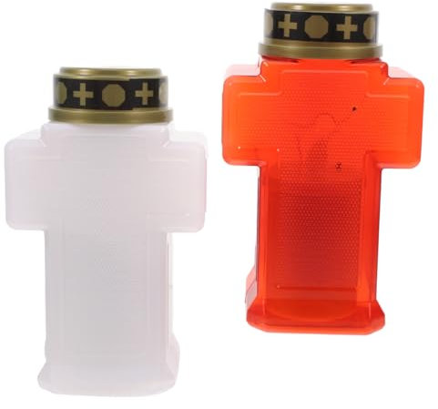 HOLIDYOYO 2pièces Bougie Led Vacillante Électronique Avec Motif De Croix Et Jésus Pour Décorations De Cimetière Jardins Pour Commémorations Et Célébrations