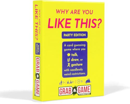Exploding Kittens Why Are You Like This Grab & Game, 4+ Players, 7+ | A party guessing game for friends and family! Talk, draw, or gesture weird clues in this quick, compact group game