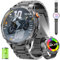 mingwear Military Smart Watch for Men 1.75 HD AMOLED Display 730mAh Battery Smart Watches with LED Flashlight for Android iOS（Bluetooth Call Answer/Dial Calls） Fitness Tracker Black Steel Strip