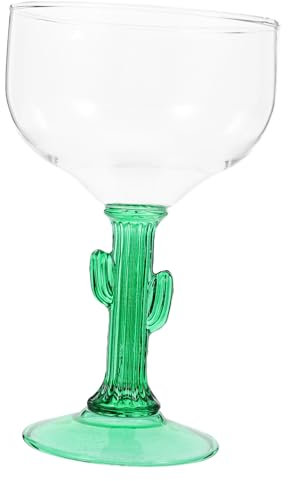 AUTSUPPL Cactus Design Goblet Margarita Glass 400ml Green Glass Stemmed Wine Cup Creative Cactus Modeling Cup for Home Bar Party