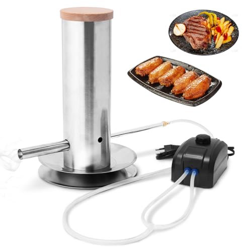 Umelee Generador de Humo Frío de Acero Inoxidable, Generador Humo para Horno de Humo, Productor de Humo Eléctrico con Bomba y Tapa, para Barbacoa