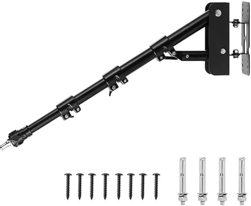 NEWFUN Ringlicht Wandhalterung, Lichtstativ mit Boom Arm, Galgenstativ, 75-130CM, Dreiecksarm 180° Flexibel Schwenkbarer Kamera-Wandarm für Ringlicht, Softbox, Schirm-Monolight, Stroboskope