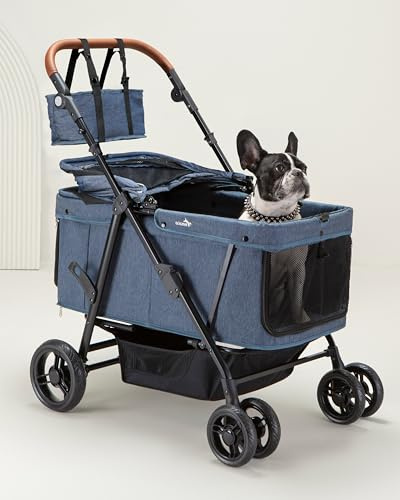 OJCME Dog Stroller for Large & Medium Dogs (20–132 lbs), Pet Stroller for 2 Small Dogs, Extra Large Heavy Duty, Foldable & Ventilated, Pink or Navy