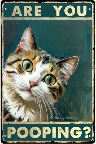 Retro-Blechschild im Vintage-Stil, schwarze Katze, Aufschrift Are You Pooping, Badezimmer, WC, Wand-WC, Dekoration, Katzenliebhaber, Geschenk, lustiges schwarzes Katzenschild