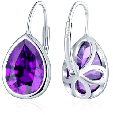 MICGIGI Pendientes de aro de plata de ley 925 para mujer con forma de lágrima y circonita