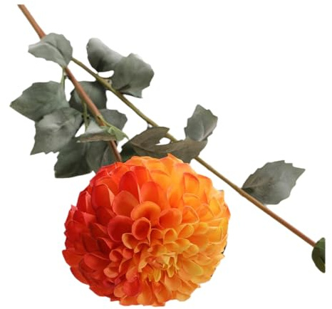Künstliche Hortensien, Seiden-Chrysanthemen, kleine Kugelblumen für Zuhause, Garten, Party, Hochzeit, Dekoration, künstliche Chrysanthemen, Orange, 1 Stück