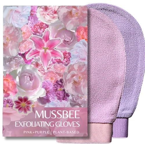 Exfoliating Gloves for Deep Skin Exfoliation and Dead Skin Removal, plant based shower mitts