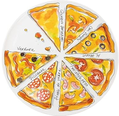 Blond Amsterdam Piatto da pizza Ø31 cm in ceramica decorata con scritta “Fette di pizza da condividere” – Design olandese Accessorio conviviale