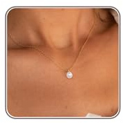 AFSTALR Perlenkette Damen Kette Gold mit Weiße Perlen Halsketten Perlen Kette Choker Necklace Schmuck Geschenke für Frauen