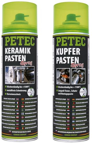 PETEC Keramik + Kupfer Paste Spray je.500mL Hochtemperatur Multimontagepast | 70650+70350, Keramikpasten + Kupferpaste Spray