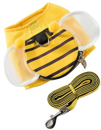 VICASKY Pet Harness Dog Vest Leash Set with Mesh Wings and Zipper, Medium Size Adjustable Puppy Chest Strap for Walking Small to Medium Dogs