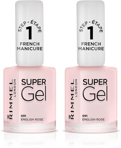 Rimmel London Super Gel French Manicure Nail Polish, 91 English Rose, 12 ml (Pack of 2)
