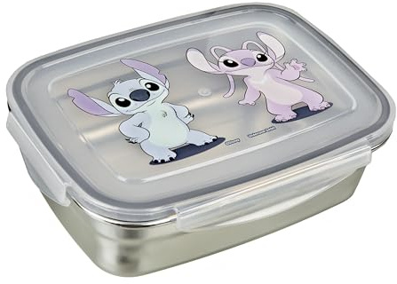 Undercover - Matlåda Stitch med silikonförsegling - i rostfritt stål - kapacitet 550 ml - smörgåsbox för skolan - matlåda för barn - lunchbox