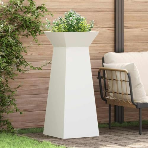 Jardinière - Jardinière surélevée - Colonne - Blanc - 40 x 40 x 100 cm - En acier - Pour la culture de légumes, fruits, herbes - Largement répandu