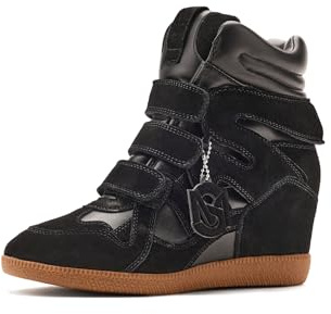 Steve Madden Women's Mavis Sneaker, Black Suede, 6