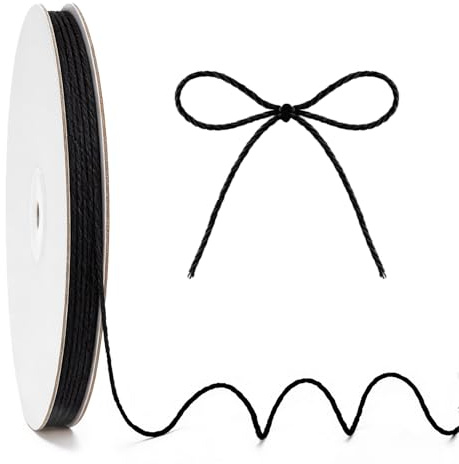 KINGLAKE 100m Black Cotton String, 2mm Macrame Bakers Twine Butchers Kitchen String for Cooking Meat, Crafts, Gift Wrapping, Christmas Decorations, Gardening, Hanging Pictures