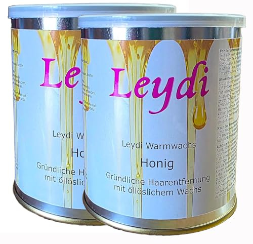 2x Leydi Warmwachs Honig in der Dose - 2000g Wachs zur Haarentfernung - Sparset
