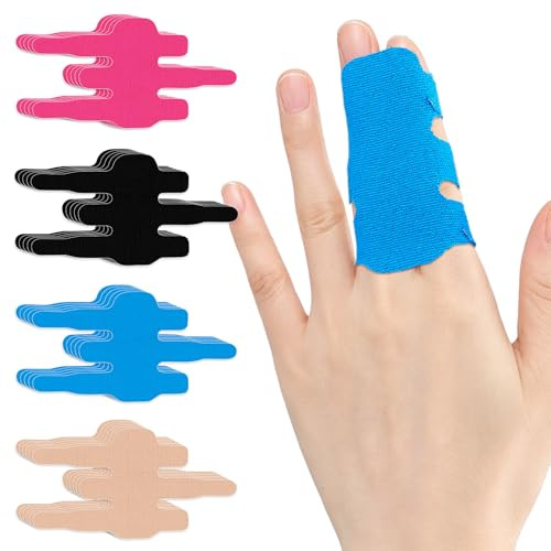 Förpackning med 20 fingerplåster Kinesiology Tape Tendonitis Pack med 20 förskurna Thumb Support Bands Sports Tape för Fingers Kinesiologi-förband för artrit, tendonit och Pain Relief