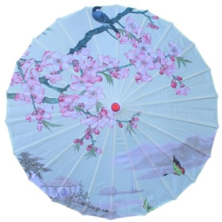 Luwecf Parasol Chinois Traditionnel avec Cadre en Bambou Décorative en Papier Huilé Accessoire Artisanal pour Costumes Asiatiques et Danse Adaptée à, Modèle A