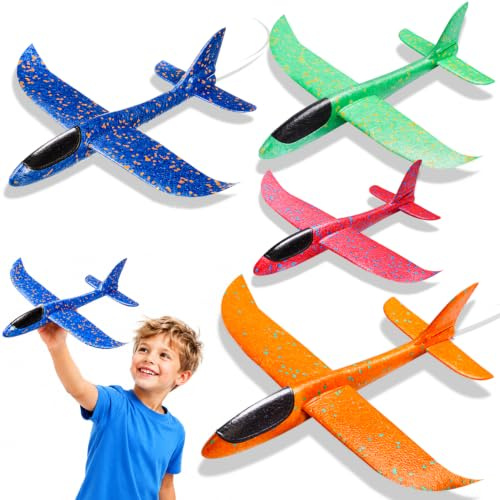 4 Pièces 37cm Avion Polystyrene Planeur - Avion Jouet Polystyrene Planeurs | Avions en Mousse Jouet Enfant Exterieur pour Jardin, Parc et Plage, Cadeau pour Anniversaire Drole de Noel