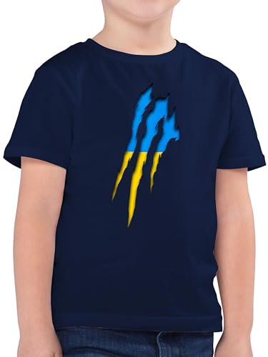 Kinder T-Shirt Jungen - Fahnen und Flaggen - Ukraine Krallenspuren - 164 (14/15 Jahre) - Dunkelblau - Stadt ukrain t-Shirts Country україна Tshirt städte uktaine Shirt ukraina Tshirts