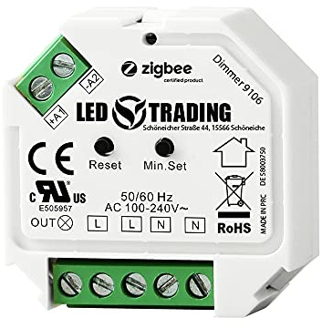 Unterputzmodule Dimmer, 1 Kanal für 230V max. 200W LED mit Taster/Schalter-Anschluss Phasenabschnitt dimmbare Lampen, Trafos & Leuchten (Dimmaktor für Taster mit Neutralleiter)