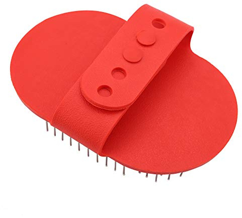 Oumefar Cepillo Redondo de Silicona para baño para Mascotas Peine de Goma para Masaje y Aseo de Mascotas con Mango Ajustable Suministros para Perros y Gatos(Rojo)