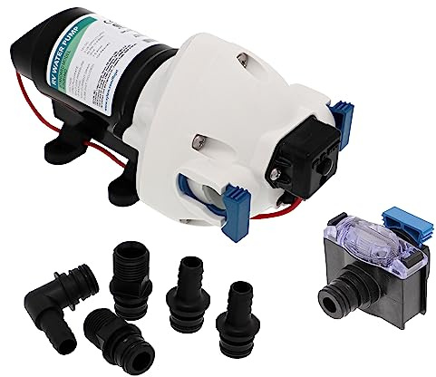 Flojet RV Water Pump R3526144D, 12 VDC 3-Chamber - Small Water Pump Ideal for Boats/Camper-Trailers - 3 GPM, 50 PSI - Self-Priming - Corrosion-Resistant & Quiet - Auto Shut-Off - Withstands Up to 160F | Small Water Pump Ideal for Boats/Camper-Trailers - Corrosion-Resistant & Quiet - Auto Shut-Off - Withstands Up to 160F