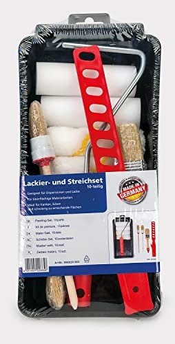Plid Streichset Lackierset Pinsel Farbwanne Walze Steckbügel Schwarz, Rot, Weiß 10-teilig