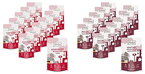 MjAMjAM Quetschie - kulinarischer Hirsch und Truthahn an frischen Cranberries 12x125 g(1 x 1500 g) & Premium Nassfutter für Katzen - herzhaftes Wild & Kaninchen an Heidelbeeren, 12er Pack (12 x 125 g)