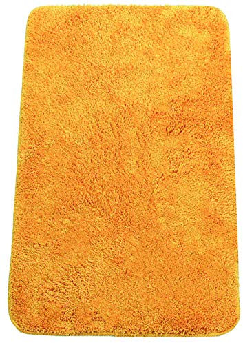 Brandsseller Badezimmerteppich 60x90 cm Badvorleger Badematte Badteppich rechteckig Chenille rutschfest saugstark maschinenwaschbar - Orange