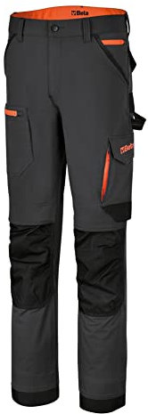BETA 7650 S - Pantalon de Travail Multipoches élastique en Nylon avec Cheval indéchirable, Taille Haute, Poches pour genouillères, Poches arrière et Bas Jambe renforcés - Anthracite, Anthracite, S