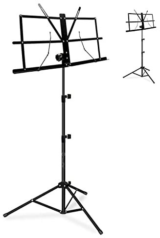 Klappbarer Notenständer, Schwarz, 70-140 Cm, Platzsparender, Höhenverstellbarer, Stabiler Notenständer für Auftritte
