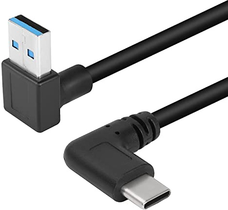 GELRHONR Cable USB macho C macho de 25 cm, cable USB C de 90 grados, cable de carga tipo C corto de 18 W, carga rápida de 5 Gbps, ángulo de transferencia de datos, color negro