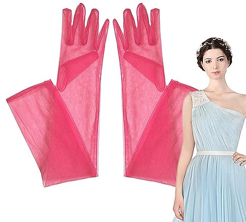 Yusheng Lange Tüll-Hochzeitshandschuhe | 1 Paar transparente Langarmhandschuhe für Damen - Langarm-Hochzeits-Brauthandschuhe, Mädchen-Tüllhandschuhe