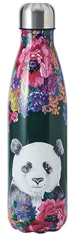 Mikasa Wild at Heart Trinkflasche, 500ml, wiederverwendbare isolierte Edelstahlflasche mit Schraubdeckel für unterwegs, Schule oder Fitnessstudio, Panda Druck