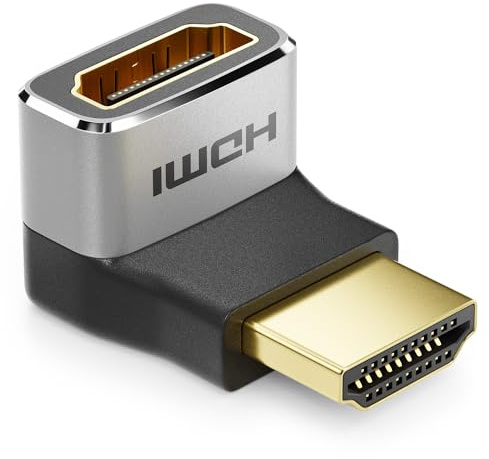 deleyCON Adaptador HDMI Conector de Acoplamiento Ángulo 270° 8K@60Hz / 4K@120Hz UHD Aluminio HDMI 2.1 ARC HDR10+ Dolby Vision VRR ALLM 48Gbps 270° Ángulo Gris Negro