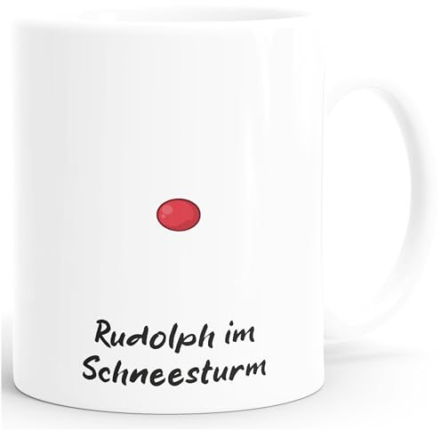 MoonWorks® Kaffee-Tasse Rentier Rudolph im Schneesturm Weihnachtstasse lustig Meme Witz Weiss standard