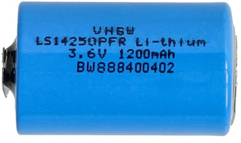 vhbw pila cilindrica al litio LS14250 sostituisce 1/2 AA LS14250PFR - Batteria primaria con contatti a saldare (1200mAh, 3,6V, Li-SOCl2)