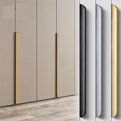 nezih Hidden Furniture Handles Gold Black Modern Aluminum Alloy Wardrobe Drawer Knobs Long Kitchen Cabinet Pulls Cupboard Door Handles 1Pcs (Color : Brushed Gold, Size : Length-1000mm)