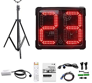 USKI Tableau de Bord électronique de Basket-Ball Rouge LED en Alliage d'aluminium Waterpolo 30 Secondes Horloge de tir Tableau de Bord chronomètre Tableau de Bord numérique for Le Basket-Ball(Suit B)