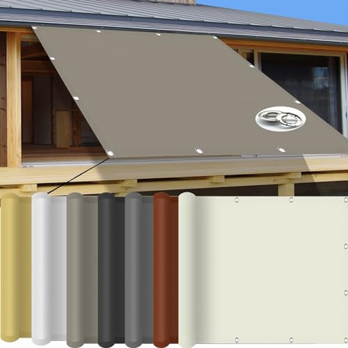 Sonnensegel Nach Mass 3 x 5.5 m Markisenstoff Balkonverkleidung Terrasse Camping Uv-Beständig Wetterfest Im Viele Größe Und Farben mit Kordel, Taupe
